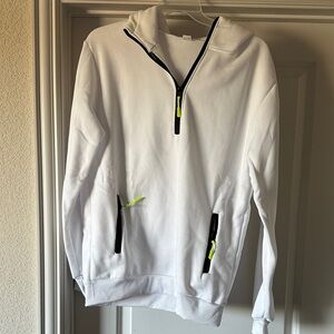 White Hoodie with Black and Neon Accents